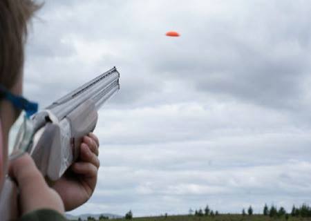 Shotgun aiming at claybird